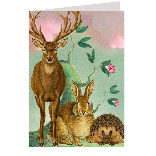 Deer, Rabbit and Hedgehog Card ~ England
